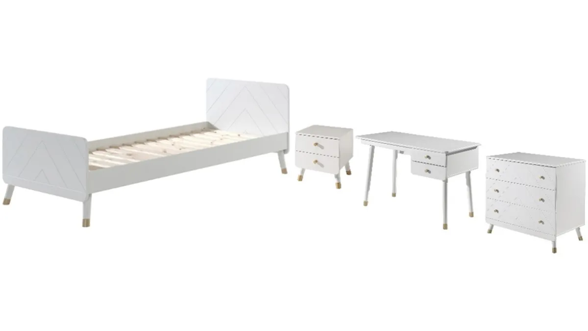 Best Vipack Bed Billy met nachtkast, bureau en commode 3 laden white