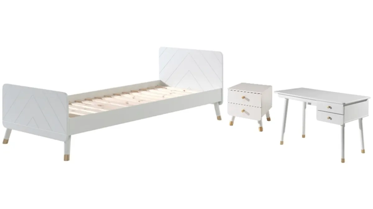 Clearance Vipack Bed Billy met nachtkast en bureau white