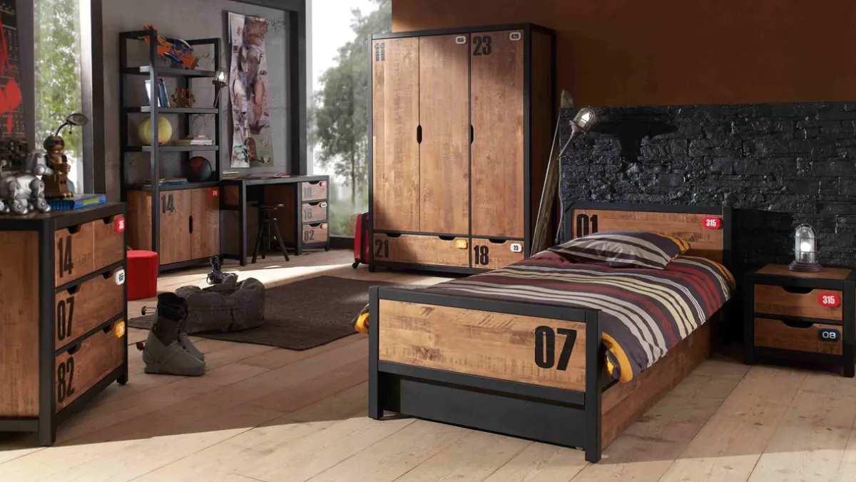 Vipack Bed Daan met slaaplade bruin/zwart