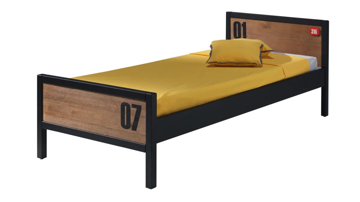 Vipack Bed Daan met slaaplade bruin/zwart