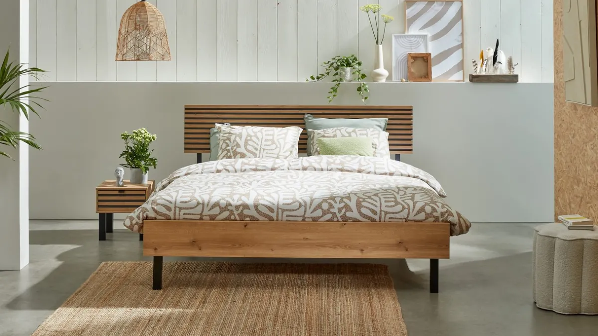 Clearance B Bright Bed Flint bianco eiken/grafiet
