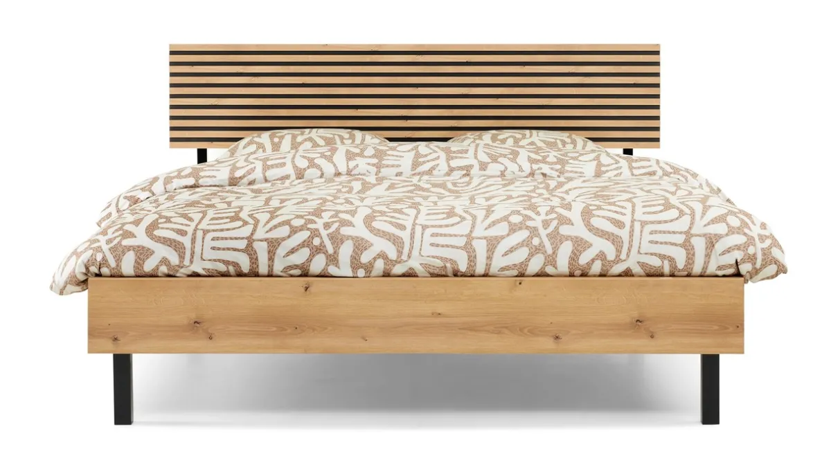 Clearance B Bright Bed Flint bianco eiken/grafiet