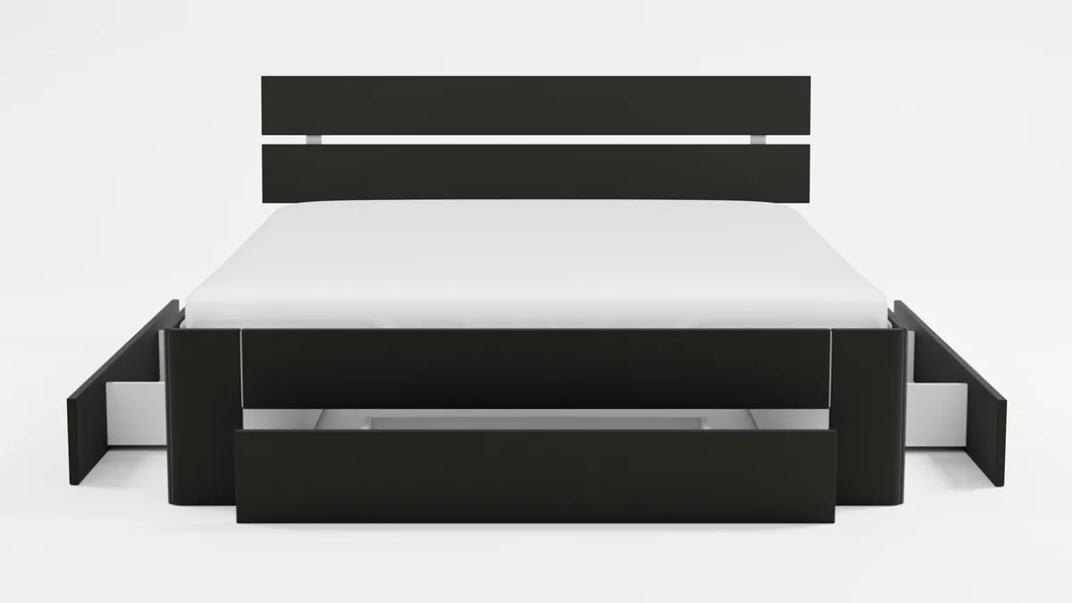 New B Bright Bed Fresh 500 met hoofdbord en 3 opbergladen zwart