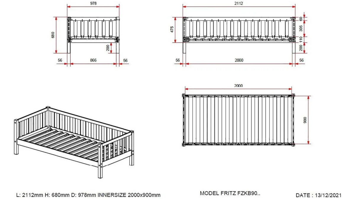 Vipack Bed Fritz natuur