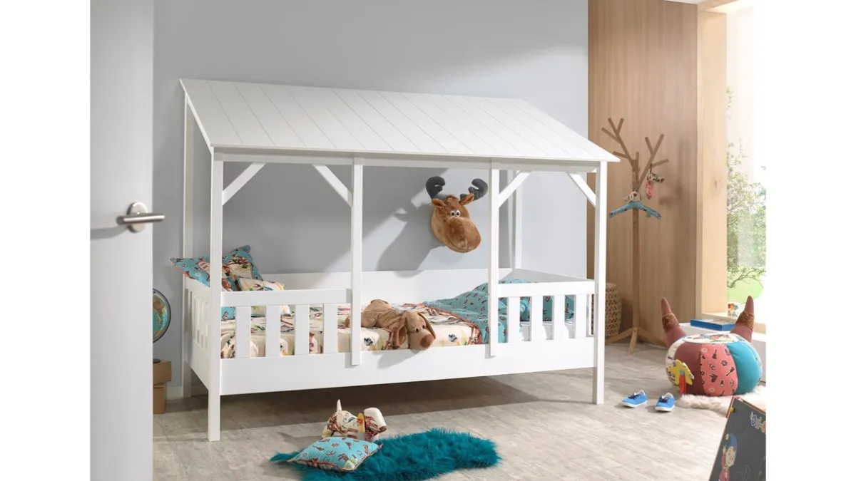 Clearance Vipack Bed HuisBed inclusief vensterbanken, heel dak en slaaplade wit