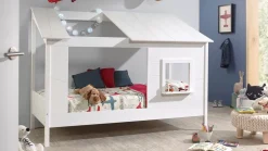 Online Vipack Bed HuisBed inclusief voorpaneel en half dak wit