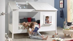 Online Vipack Bed HuisBed inclusief voorpaneel en half dak wit