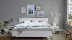 B Bright Bed Ragnar met hoofbord hout wit