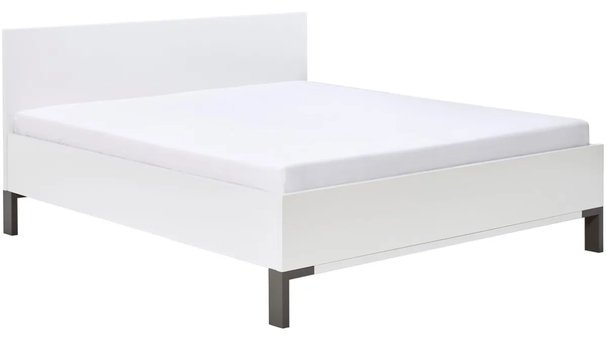 B Bright Bed Ragnar met hoofbord hout wit