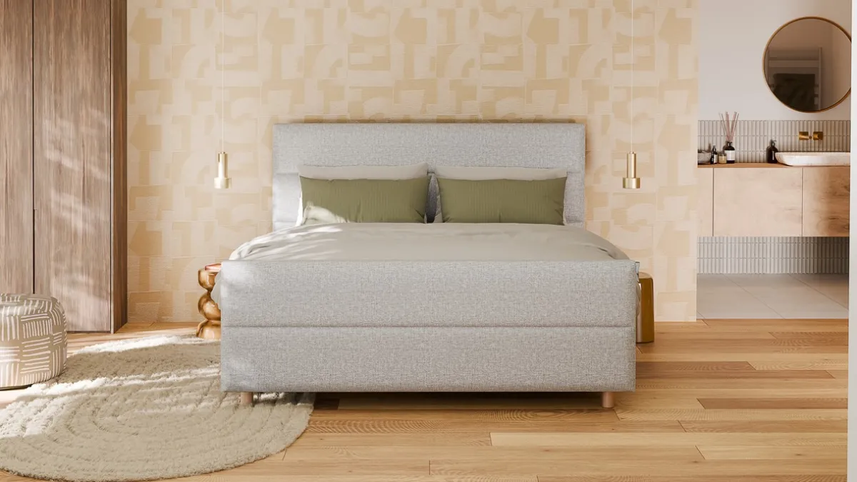 Online B Bright Boxspring Mica - Linen touch light grey
