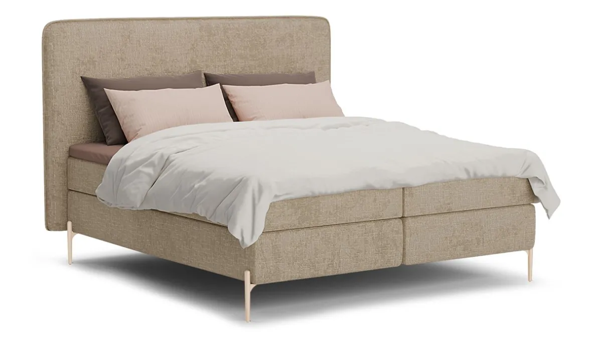 New B Bright Boxspring Quartz - Velvet motif beige