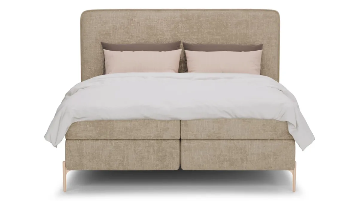 New B Bright Boxspring Quartz - Velvet motif beige