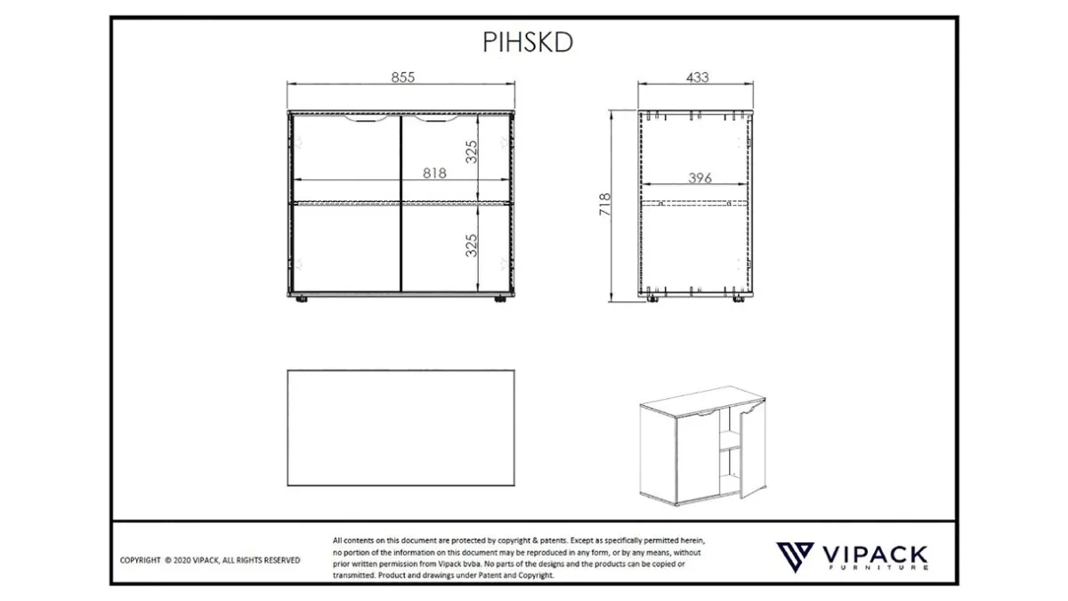 Online Vipack Commode 2 deuren Pino/Scott wit