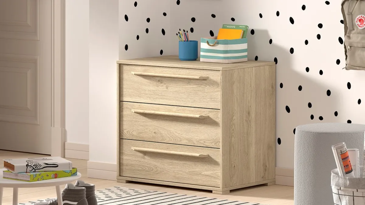 Vipack Commode Sam met 3 laden eik