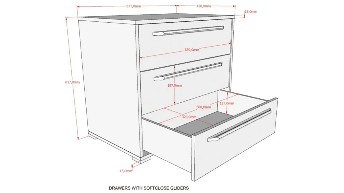 Vipack Commode Sam met 3 laden eik