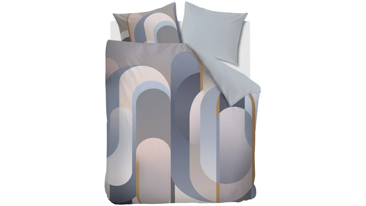 Clearance Beddinghouse Dekbedovertrek Archi blue grey