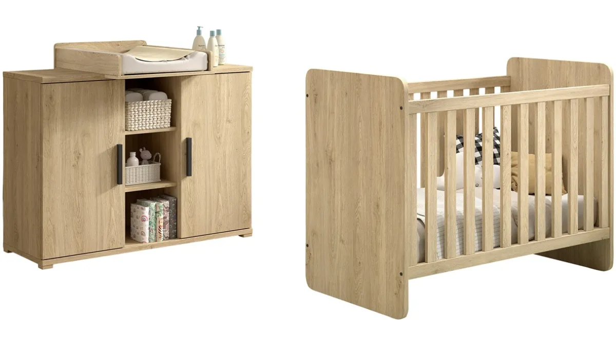Sale Vipack Doorgroeibed Sam met Commode 2 deuren en opzet eik