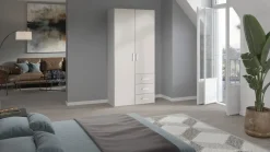 New B Bright Draaideurkast Compact met laden en houten deuren wit