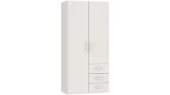 New B Bright Draaideurkast Compact met laden en houten deuren wit