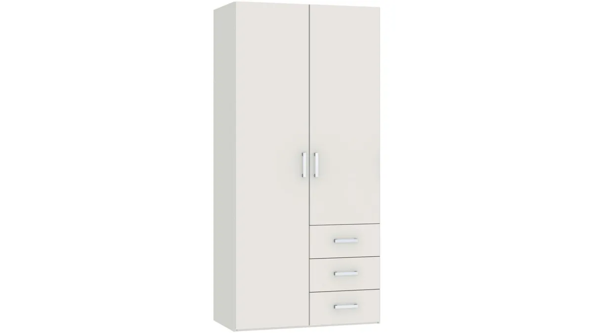 New B Bright Draaideurkast Compact met laden en houten deuren wit