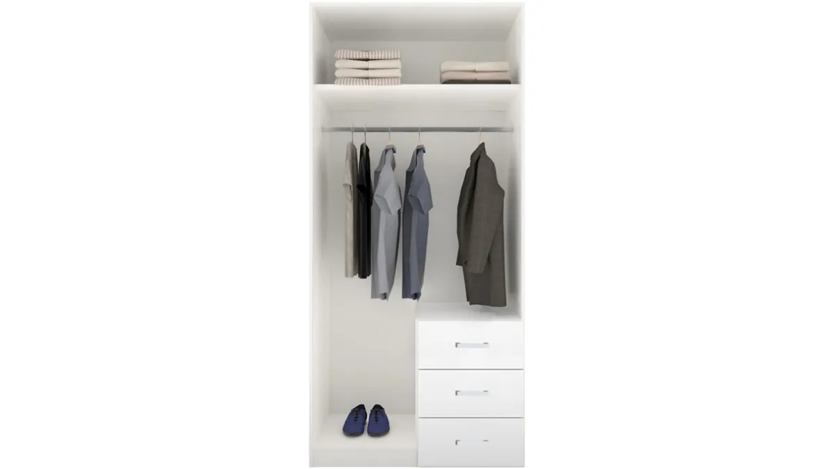 New B Bright Draaideurkast Compact met laden en houten deuren wit