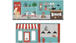 Best Vipack Gordijnen Pet shop Pino/Scott blauw
