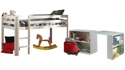 Outlet Vipack Halfhoogslaper Pino met Bureau en boekenkast wit