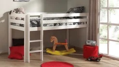 Discount Vipack Halfhoogslaper Pino met commode met 4 laden en boekenkast wit