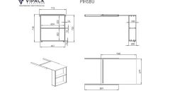 Discount Vipack Halfhoogslaper Pino met commode met 4 laden en boekenkast wit