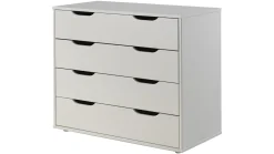Discount Vipack Halfhoogslaper Pino met commode met 4 laden en boekenkast wit