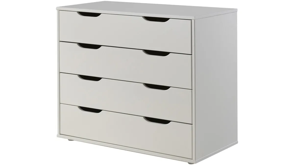 Discount Vipack Halfhoogslaper Pino met commode met 4 laden en boekenkast wit
