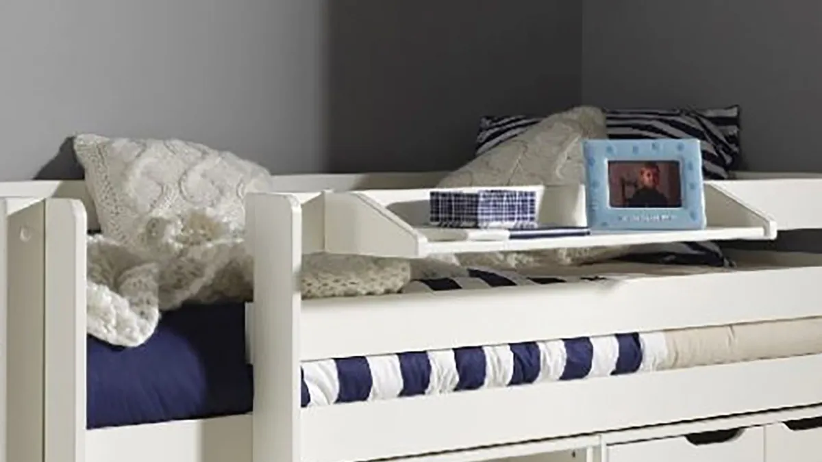 Discount Vipack Halfhoogslaper Pino met commode met 4 laden en boekenkast wit