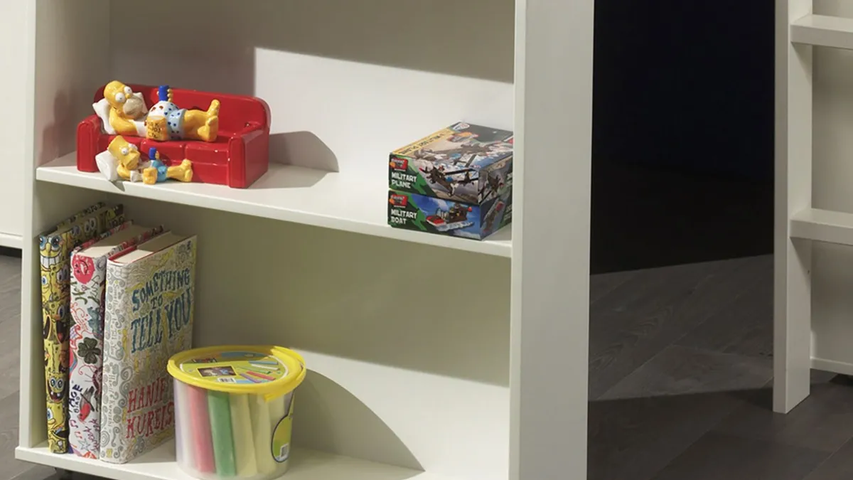 Discount Vipack Halfhoogslaper Pino met commode met 4 laden en boekenkast wit