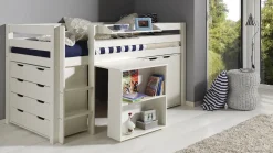 New Vipack Halfhoogslaper Pino met commode 4 laden, commode 2 deuren, hangtablet en bureau wit