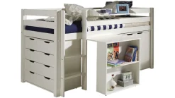 New Vipack Halfhoogslaper Pino met commode 4 laden, commode 2 deuren, hangtablet en bureau wit