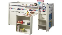 Discount Vipack Halfhoogslaper Pino met commode met 2 deuren en boekenkast white