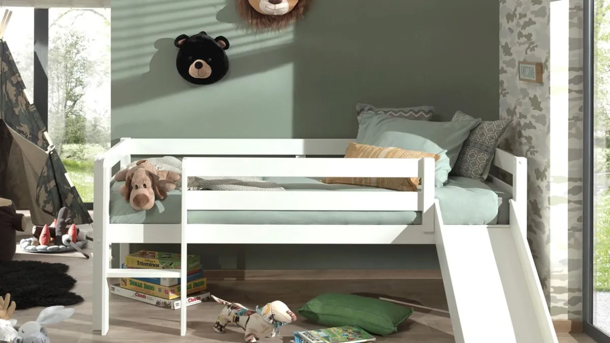 Clearance Vipack Halfhoogslaper Pino met glijbaan wit