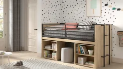Clearance Vipack Halfhoogslaper Sam met 2 boekenkasten eik