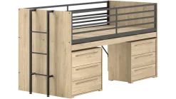 Sale Vipack Halfhoogslaper Sam met commode 3 laden eik