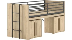 Outlet Vipack Halfhoogslaper Sam met commode 2 deuren eik