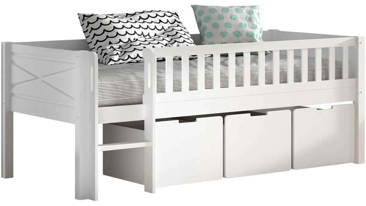 New Vipack Halfhoogslaper Scott met trap, glijbaan en 3 opbergladen white