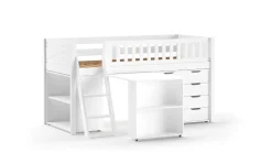 Vipack Halfhoogslaper Scott met bureau, boekenkast en commode wit