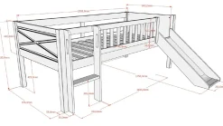 New Vipack Halfhoogslaper Scott met glijbaan wit