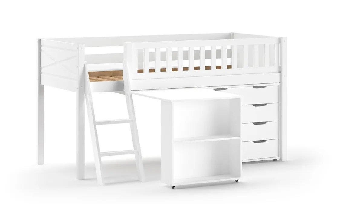 New Vipack Halfhoogslaper Scott met bureau en commode wit