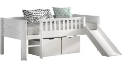 Discount Vipack Halfhoogslaper Scott met trap, glijbaan en 2 opbergladen white