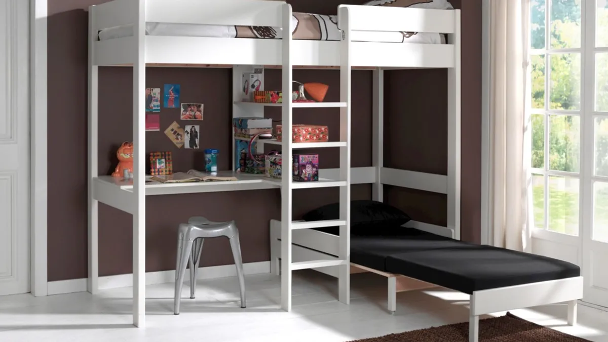 Best Vipack Hoogslaper Pino met slaapbank wit