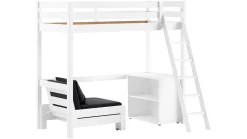 New Vipack Hoogslaper Pino mezzanine met boekenkast wit
