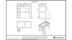 New Vipack Hoogslaper Pino mezzanine met boekenkast wit