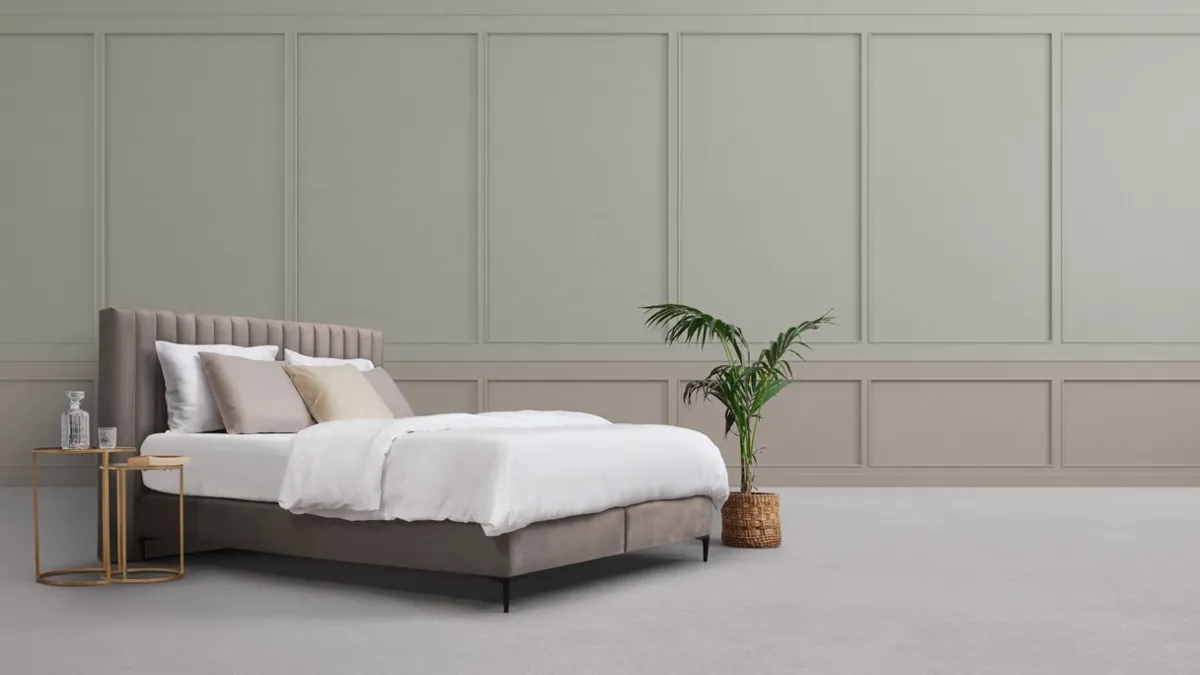 Best Matt Sleeps Boxspring Velvet stroken met matras Matt beige