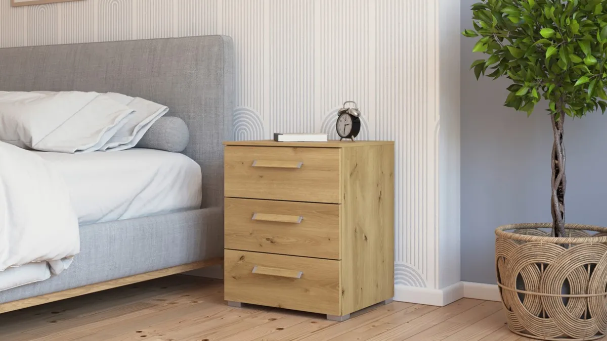 Hot B Bright Nachtkast Elba met 3 laden rustiek eiken